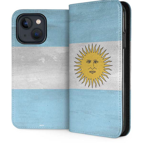 Argentina Flag Distressed iPhone 14 Plus Folio Case